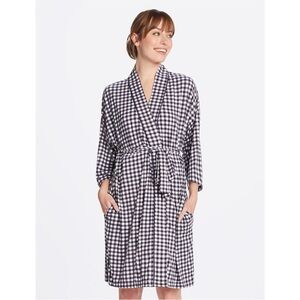 Draper James Gingham Navy Blue Robe Size Large